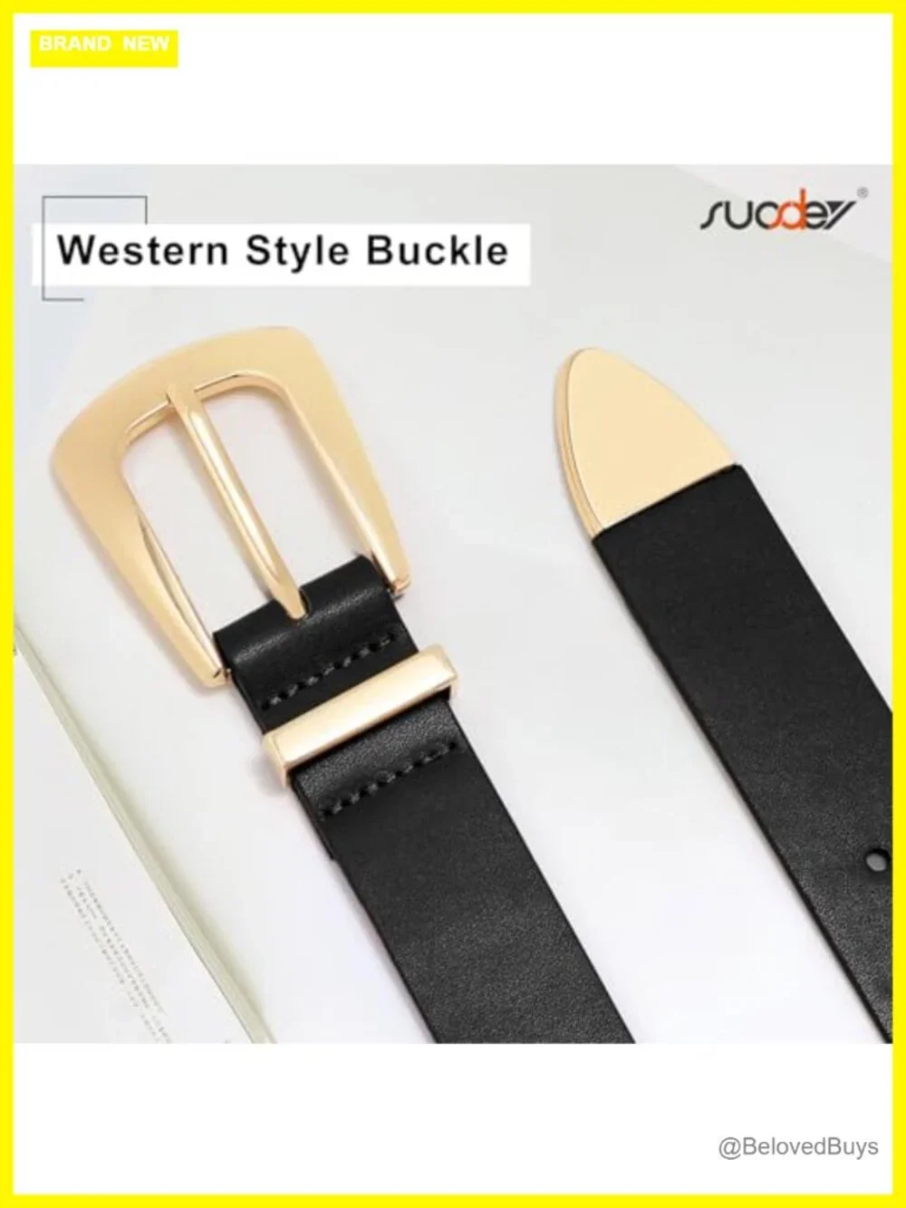 Women's Faux Leather Belt with Metal Buckle Western Style for Jeans & Dresses
